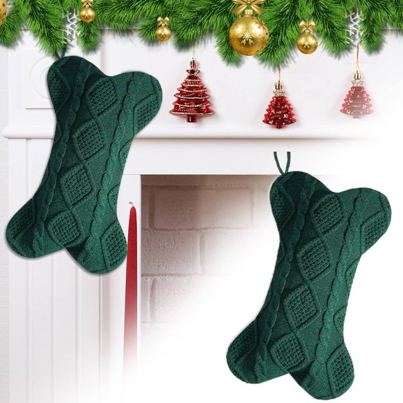 BinKFF Christmas Decoration - Christmas Stockings,Custom Embroidered Name Pet Dog Stockings Christmas,16.5”Large Family Knitted Bone Xmas Stocking with Name for Dog