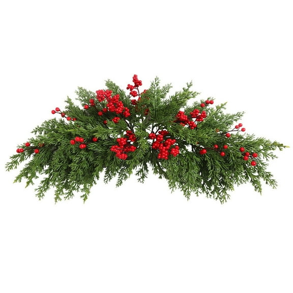 BinKFF Christmas Decoration Floral Greenery with Berries and Christmas Balls Red Pinecone 25.6 Inch Wreath Xmas Door Swag for Front Door Festival Decor Wall Arch Window