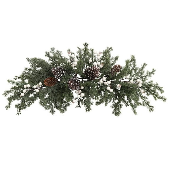 BinKFF Christmas Decoration Floral Greenery with Berries and Christmas Balls Red Pinecone 25.6 Inch Wreath Xmas Door Swag for Front Door Festival Decor Wall Arch Window