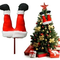 BinKFF Christmas Elf Legs Picks 14 Inch Elf Feet Christmas Tree Ornaments with Fixed Wire Decoration Striped Plush Stuffed Tree Topper Xmas Holiday Red Green White