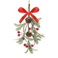 thumbnail image 1 of BinKFF Christmas Mistletoe Decor, Xmas Mistletoe Hanging Ornament with Bow, Artificial Red Berry Mistletoe Decorations Glitter Christmas Tree Accessories Mistletoe Kissing Ball, 1 of 9