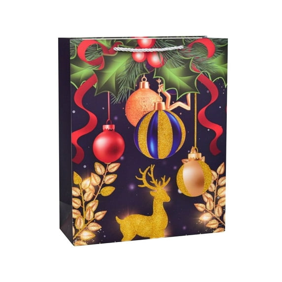 BinKFF Christmas Oversized Bags, Extra Large Christmas Gift Bags, Jumbo Xmas Holiday Tote Kraft Paper Bag Treat Shopping Wrapping Bag's for New Year Party Favors Supplies