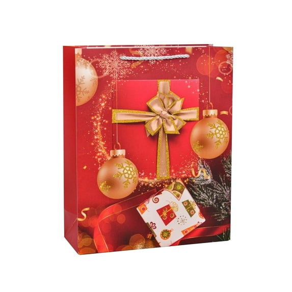 BinKFF Christmas Oversized Bags, Extra Large Christmas Gift Bags, Jumbo Xmas Holiday Tote Kraft Paper Bag Treat Shopping Wrapping Bag's for New Year Party Favors Supplies