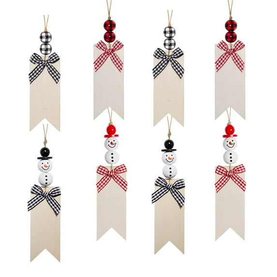 BinKFF Christmas Plaid Tag Labels Christmas Tree Hanging Ornaments Farmhouse Vintage Christmas Hanging Slices Ornaments Santa Claus Snowman for Christmas Party Decor