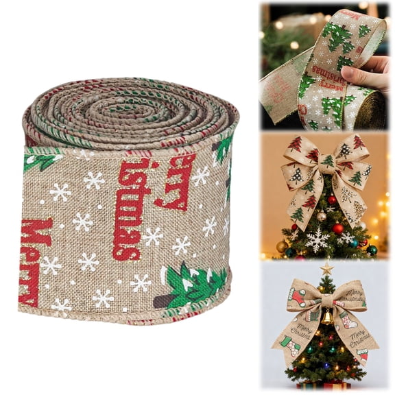BinKFF Christmas Ribbon Wired 2.5 Inch, 5 Yards Christmas Wired Ribbon,Incl. Santa/Snowman/Snowflake/Buffalo Plaid Ribbon for Wreaths Bows Holiday Xmas Decor DIY Crafts