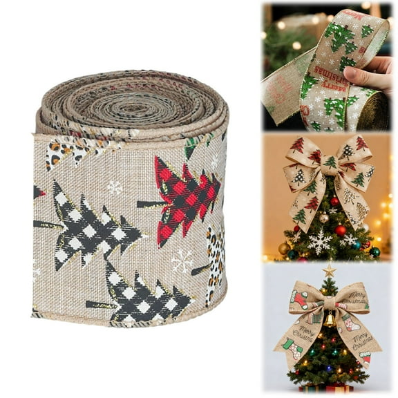 BinKFF Christmas Ribbon Wired 2.5 Inch, 5 Yards Christmas Wired Ribbon,Incl. Santa/Snowman/Snowflake/Buffalo Plaid Ribbon for Wreaths Bows Holiday Xmas Decor DIY Crafts