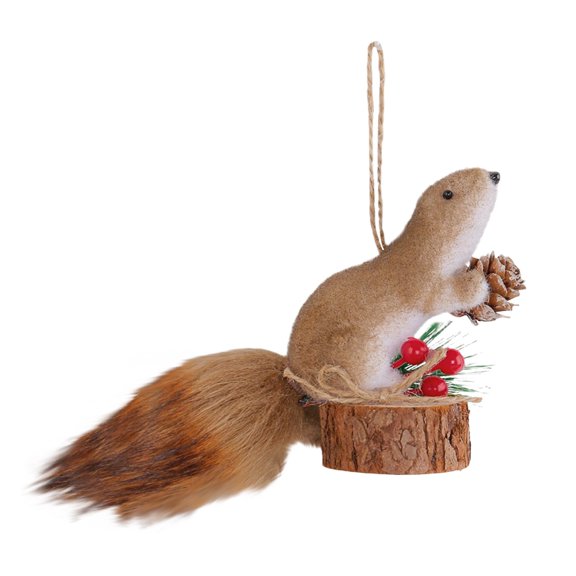 BinKFF Christmas Squirrel Ornaments 5 Styles Plush Squirrel Figurine with Scarf, Christmas Hat, Wreath, Bell Woodland Animal Xmas Gifts Holiday Decorations for Home Indoor Winter