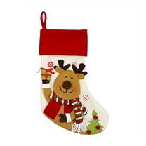 BinKFF Christmas Stockings, Christmas Stockings, Fireplace Christmas Tree Decoration, Burlap Plaid Xmas Holiday Party Decoration Gifts for Family Kids - 3D Reindeer Socks