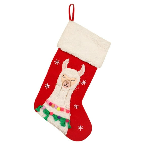 BinKFF Christmas Stockings Holder Pockets Christmas Holidays Adorable Alpaca Large Craft Socks Gift Treat Card Bags Xmas Stocking for Christmas Decorations and Party
