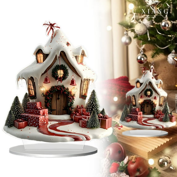 BinKFF Christmas Tree Sign 2D Flat Christmas Tree Xmas Ornament Colorful Acrylic Inspirational Desktop Decor Holiday Tabletop Decoration for Home Festive Display