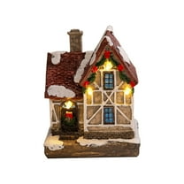 BinKFF Christmas Village Houses Set, Mini Christmas Trees Accessories Set Santa Snowman Street Lamps for Xmas Village Miniature Town Home Table Top Decoration(Classic Style)