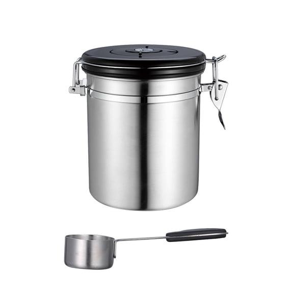 BinKFF Coffee Canister, 50 OZ, Airtight Stainless Steel Food Storage Container for Coffee Beans, Ground, Sugar, Tea, Flour, Rice, Cereal, Kitchen Storage Jar, Bar Accessories & Gifts