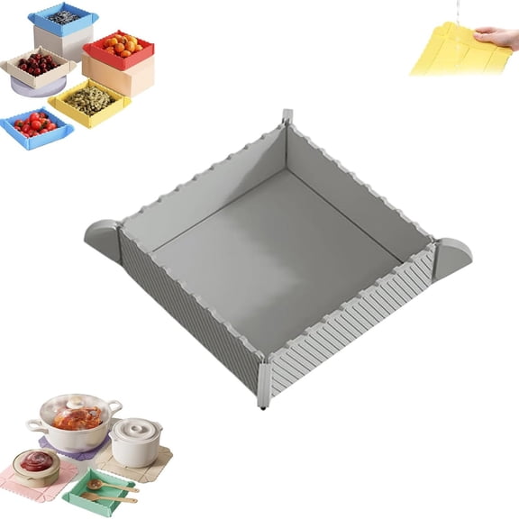 BinKFF Collapsible Camping Bowl, 2 In 1 Silicone Bowl Portable Camping Tableware, Free Folding Plate with Handle, Space Saving Camping Essentials Outdoor, RV