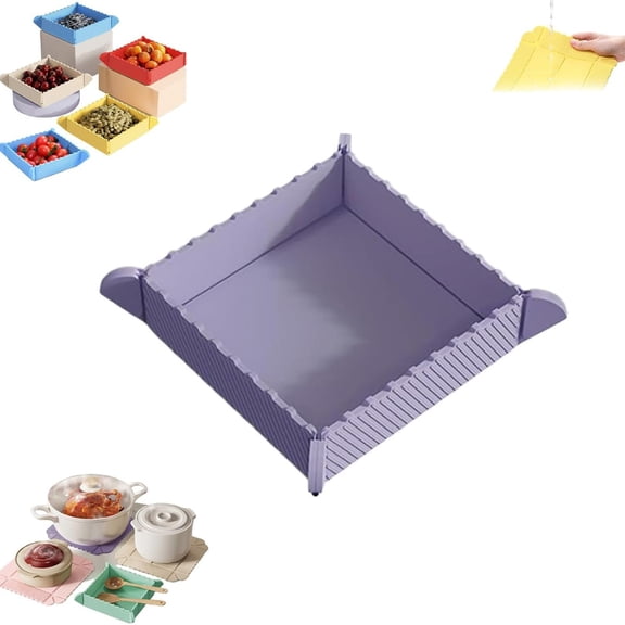 BinKFF Collapsible Camping Bowl, 2 In 1 Silicone Bowl Portable Camping Tableware, Free Folding Plate with Handle, Space Saving Camping Essentials Outdoor, RV