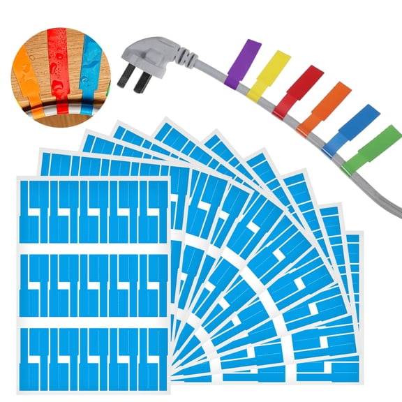 BinKFF Colorful Large Cable Labels for Cords, Waterproof Cord Labels for Electronics Wires and Identification, Self Adhesive Tear Resistant Cable Tags, for Laser Printer and Handwriting
