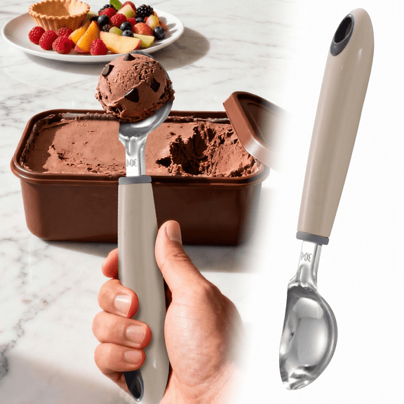 BinKFF Commercial-Grade Ice Cream Scoop 3.25 oz, 18/8 Stainless Steel Cookie Scoop with Plastic Handle, Portion Control Disher Scoop for Bakeries, Restaurants & Dessert Shops