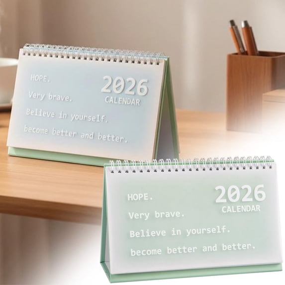 BinKFF Desk Calendar 2026, Thick Paper Twin-Wire Binding Standing Flip Desk Calendar Portable 2026 Monthly Desktop Calendar for Daily Schedule Home Office Supplies