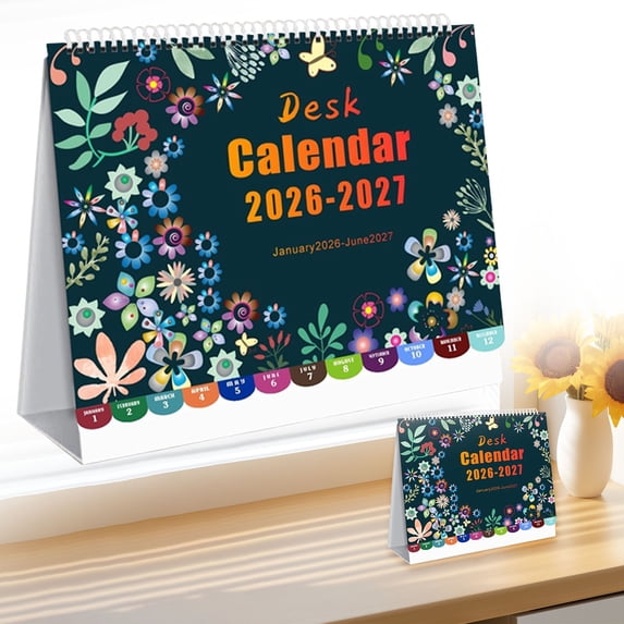BinKFF Desktop Calendar 2026-2027, 18 Months Flip Calendar Small Standing Office Desk, 8 x 8 inch Standing Desk Calendars (From January 2026 to June 2027) With Monthly Planner
