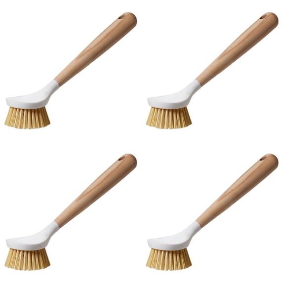 BinKFF Dish Brush with Bamboo Handle Cleaning Brush | Dish Brushes Vegetable Scrubber Round Natural Scrub Brush Cleaning Kit for Cleaning Saucepans, Pots, Pans and Vegetables