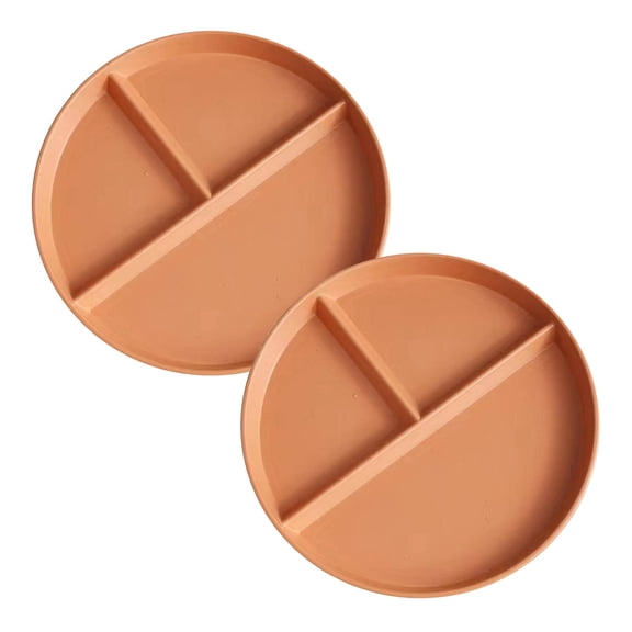 BinKFF Divided Plates for Adults, Portion Control Plate Sectioned with Dividers, 8.7 Inch Plastic Food Separator Dinner Plates Lightweight Compartment BPA Free Reusable Microwave Safe