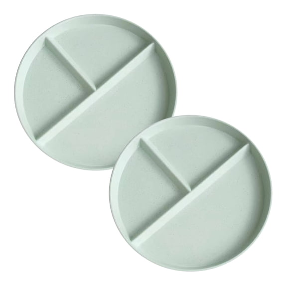 BinKFF Divided Plates for Adults, Portion Control Plate Sectioned with Dividers, 8.7 Inch Plastic Food Separator Dinner Plates Lightweight Compartment BPA Free Reusable Microwave Safe