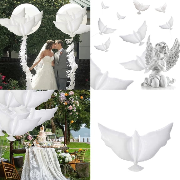 BinKFF Dove Balloons Memorial Release in Sky, Biodegradable White Angel Lanterns, Funeral Decorations for Loss of Loved One, Celebration of Life Favors, Heaven RIP Supplies