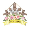 thumbnail image 1 of BinKFF Easter Decor He Is Risen Door Sign Easter Wreath Door Sign Hanging Floral Decorations Wooden Hanger for Farmhouse Home Front Door Porch Wall Spring Decor, 1 of 9