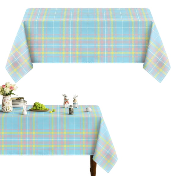 BinKFF Easter Tablecloth 52 x 70 Inch, Bunny Egg Flowers Happy Easter Table Cloth, Stain and Wrinkle Resistant Washable Rectangle Table Cover for Spring Holiday Party Picnic Dinner Decor