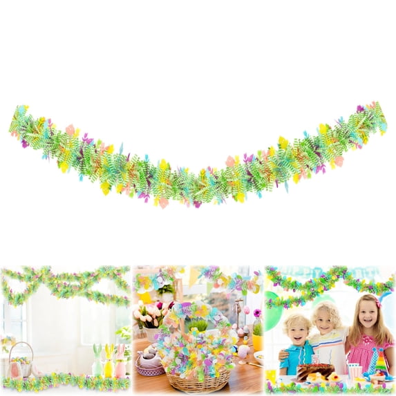 BinKFF Easter Tinsel Garland with Colorful Egg Decorations Easter Metallic Garland Spring Rainbow Glitter Twist Wire Hanging Decorations for Holiday Party Decor