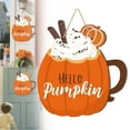thumbnail image 1 of BinKFF Fall Decor Pumpkin Welcome Sign Thanksgiving Door Hanger Wooden Pumpkin Decor Hanging Porch Sign for Autumn Harvest Thanksgiving Farmhouse Wall Decoration(Orange), 1 of 6