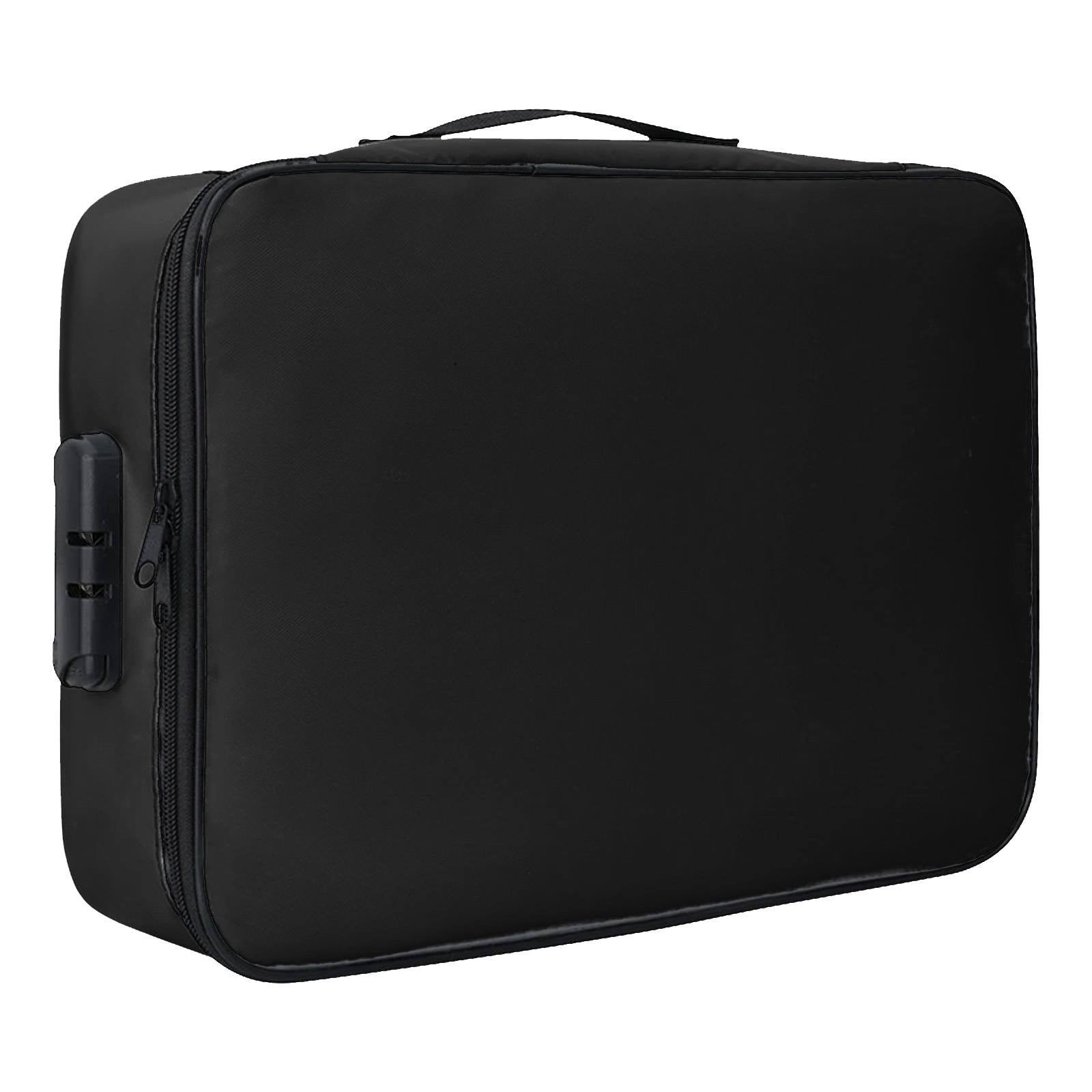 BinKFF Fireproof File Organizer with Lock, Hard-Shell Case Fireproof Document Box with Pocket Accordion File Folder, Portable Home Office Travel Safe Storage for Important Documents Laptop