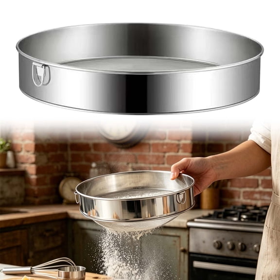 BinKFF Flour Sifter for Baking, Sieve 6-Inch 60 Mesh, 8-Inch 40 Mesh Sieves Fine Mesh Strainer Stainless Steel Sifter Round Flour Sieve for Baking Straining Powdering