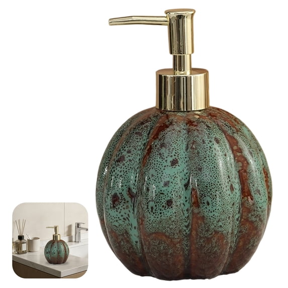 BinKFF Fruit Vegetable Shaped Soap Dispenser with Plastic Pump, Refillable Lotion Soap Bottle, Lotion Bottle, Hand Soap Dispenser, Home Decoration-Pumpkin Halloween Decorations
