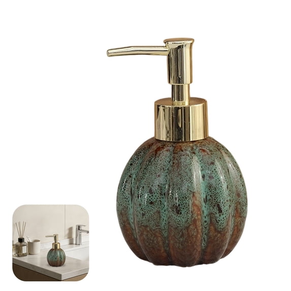 BinKFF Fruit Vegetable Shaped Soap Dispenser with Plastic Pump, Refillable Lotion Soap Bottle, Lotion Bottle, Hand Soap Dispenser, Home Decoration-Pumpkin Halloween Decorations
