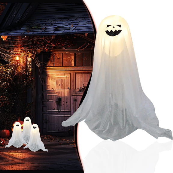 BinKFF Ghost Halloween Decorations Outdoor, Light Up Ghost Decorations, Battery Operated Halloween Lights Ghost Decor Indoor Outdoor Room Front Yard, Porch, Haunted House Party
