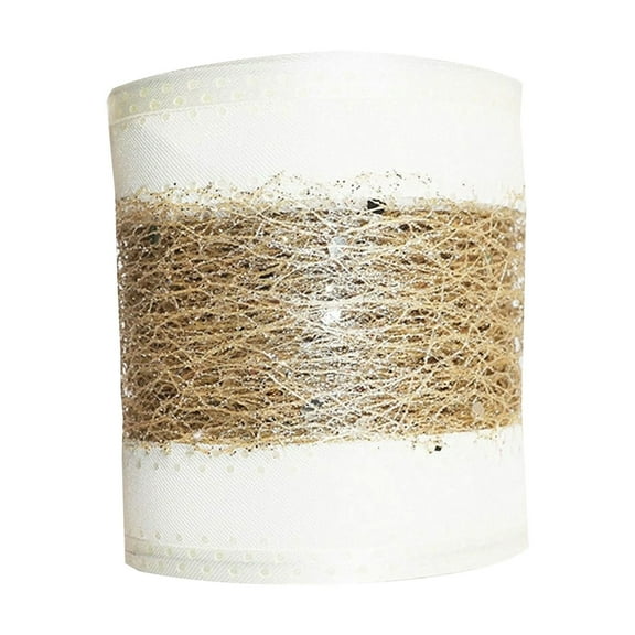 BinKFF Gold Christmas Ribbon Wired Glitter Metallic Mesh Ribbon Stretchable Web Diamond Wire Edge for Wedding Xmas Tree, Wreaths, Gift Wrapping, DIY Craft