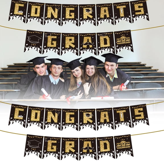 BinKFF Graduation Burlap Banner Congrats Grad Rustic 2026 Grad Party Fireplace Wall Hanging for Home Graduation Party Classroom College Senior High School Prom Decorations