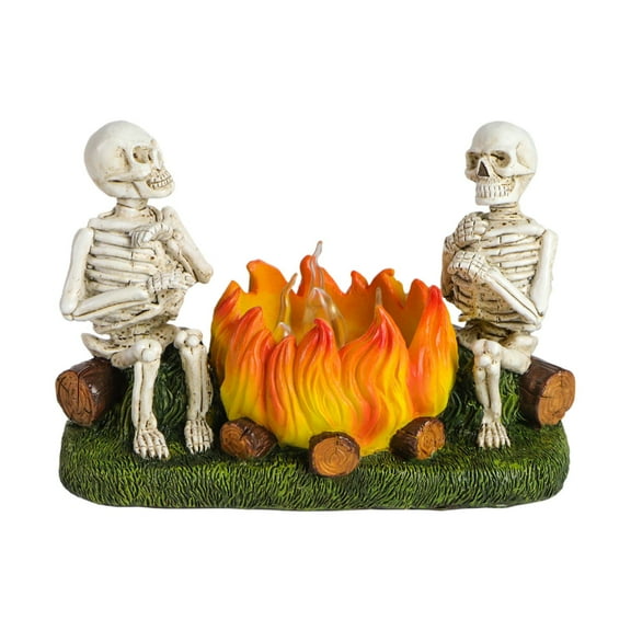 BinKFF Halloween 3D Ghost Campfire Gathering Night Light with Flickering Flames - Spooky Halloween Decor, Funny Roasting Marshmallows Scene with Pets, for Christmas/Gift