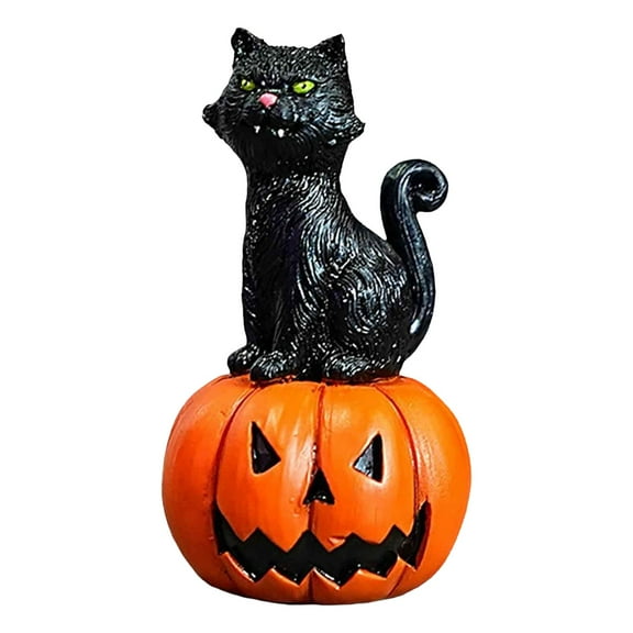 BinKFF Halloween Decoration Ghost Figurine Cat-Statues - Halloween Decorations Indoor Cute Pumpkin Ghost and Cat Sculpture Resin Party Supplies Farmhouse Decor 1.7 * 2 * 3.1 inch
