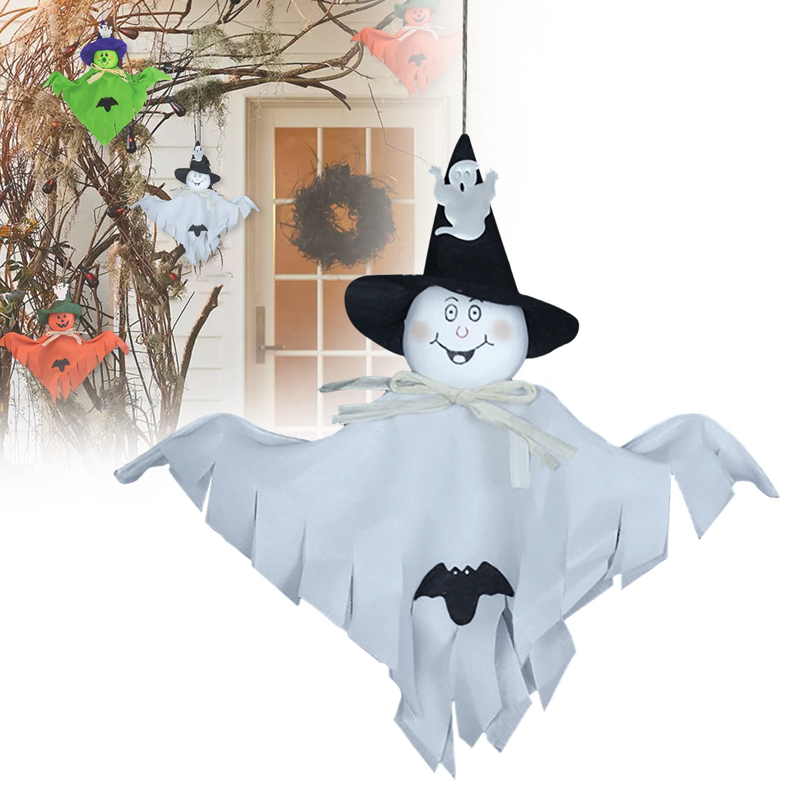 BinKFF Halloween Decorations Outdoor Hanging Ghost, 13.8” Flying Ghost