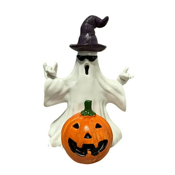 BinKFF Halloween Ghost Figurine, Spooky Resin Ghost Statue, Cute Halloween Figurine Resin Statue Cute Finger Decor for Halloween Decorations Porch and Indoor Home Decor