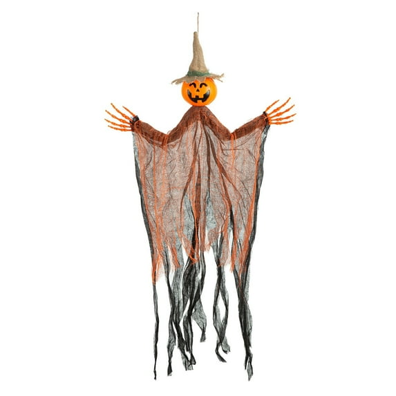 BinKFF Halloween Hanging Witch Decor, Hanging Pumpkin Halloween Decorations Outdoor, Haunted House Decor Props Front Porch Party Supplies Garden Yard Lawn Scary Horror