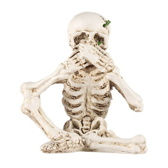 BinKFF Halloween Statues See Speak Hear No Evil Skeleton Figurines Realistic Skull Decorations for Home Haunted House Halloween Party Decor Favors Shelf Accessories