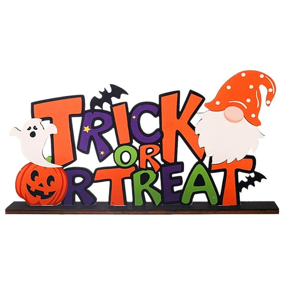 BinKFF Halloween Table Signs Decorations, Ghost Pumpkin Bat Wooden Table Decor, Boo Spooky Happy Halloween Rustic Signs for Home Centerpiece Tabletop Tiered Tray Trick or Treat