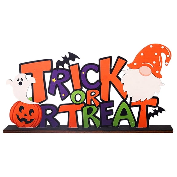 BinKFF Halloween Table Signs Decorations, Ghost Pumpkin Bat Wooden Table Decor, Boo Spooky Happy Halloween Rustic Signs for Home Centerpiece Tabletop Tiered Tray Trick or Treat