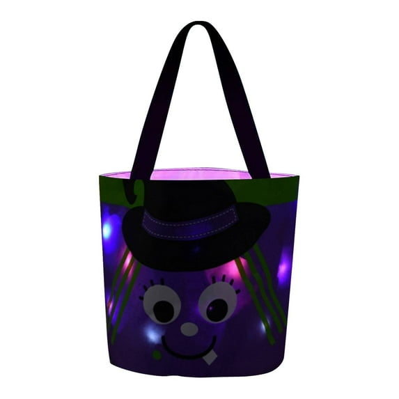 BinKFF Halloween Trick or Treat Bucket for Kids Light up Pumpkin Candy Bags LED Halloween Treating Baskets Reusable Goodie Gift Tote Bag for Party Favor Supplies(Colorful)