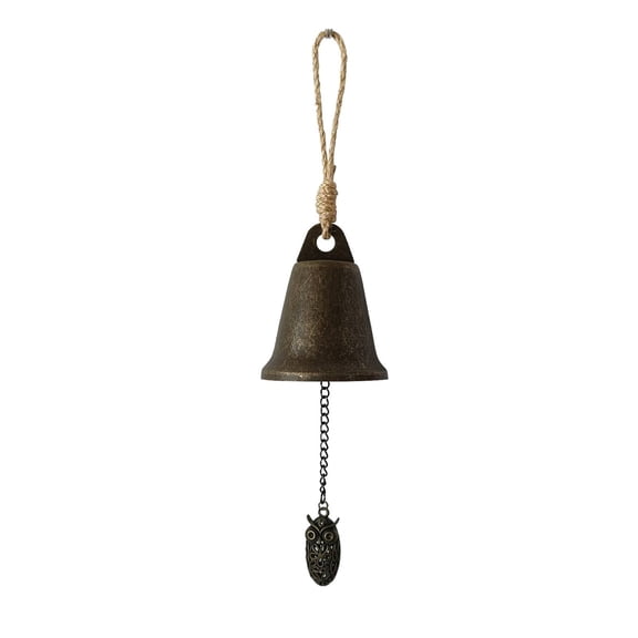 BinKFF Hanging Metal Bell Cluster with Jute Rope – Handmade Rustic Cow Bells for Wall, Door & Farmhouse Décor | Vintage Harmony Bells for Christmas, Bedroom, Porch & Garden | Antique Finish