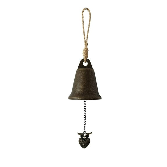 BinKFF Hanging Metal Bell Cluster with Jute Rope – Handmade Rustic Cow Bells for Wall, Door & Farmhouse Décor | Vintage Harmony Bells for Christmas, Bedroom, Porch & Garden | Antique Finish