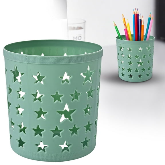 BinKFF Hollowed Five-Pointed Star Pen Holder Desktop Organizer 4.33X3.43X3.94 Inches Multi-Functional Stationery and Cosmetic Brush Storage for Office and Home