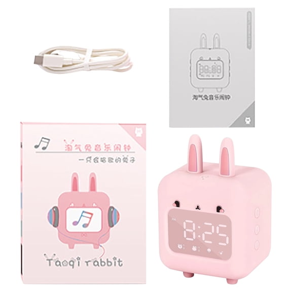 BinKFF Kids Alarm Clock, Digital Alarm Clock for Kids Bedroom, Cute Bedside Clock Children's Sleep Trainier, Wake Up Light and Night Light with USB for Boys Girls Birthday Gifts